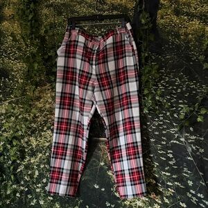 ASOS Red and Black Plaid Women's Cropped Pants